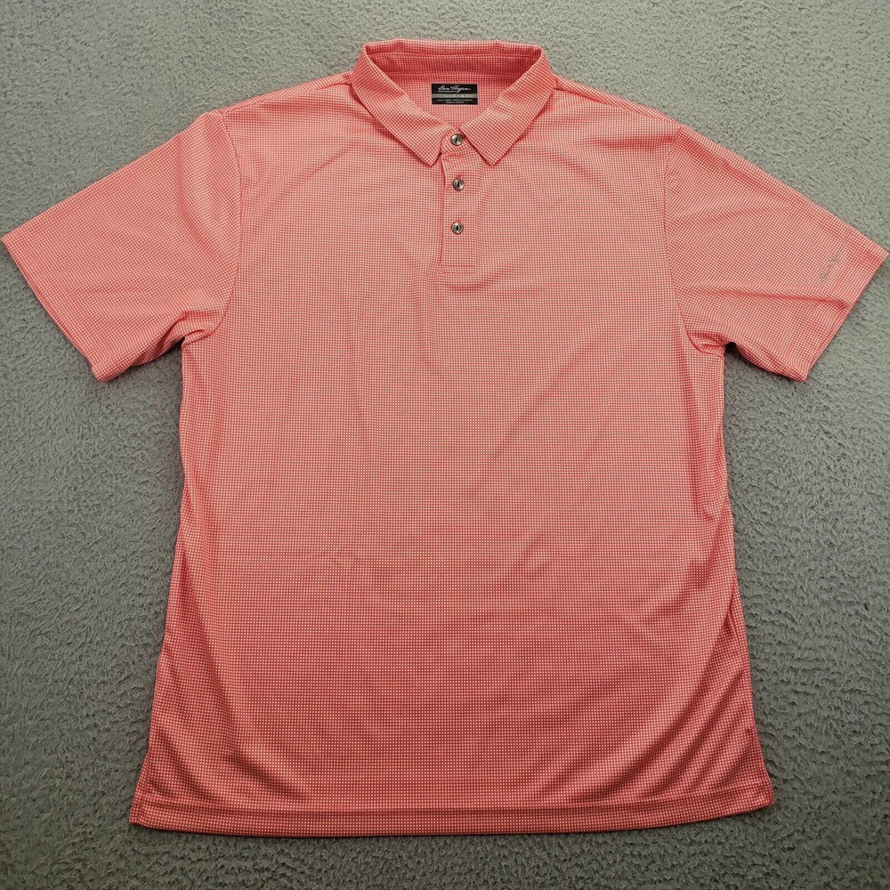 Ben Hogan Shirt Mens Large Red‎ Check Outdoor Polo Golf Casual Lightweight Logo